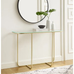 Modern Console Table Half Moon Gold Hallway Glass Side End Furniture Metal Dressing