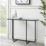 Modern Console Table Half Moon Black Hallway Glass Side End Furniture Metal Dressing