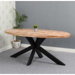 Rustic Dining Table Vintage Industrial Style Large Oval Solid Wood Metal Furniture