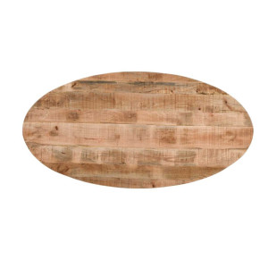 Rustic Dining Table Vintage Industrial Style Large Oval Solid Wood Metal Furniture - Image 3