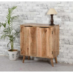 Rustic Drinks Cabinet Solid Wood Side Wine Cupboard Vintage Industrial Storage Sideboard Unit