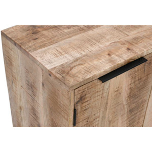 Rustic Drinks Cabinet Solid Wood Side Wine Cupboard Vintage Industrial Storage Sideboard Unit - Image 3