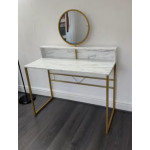 Modern Dressing Table Faux Marble Makeup Mirror Set Bedroom Vanity Shelf Unit