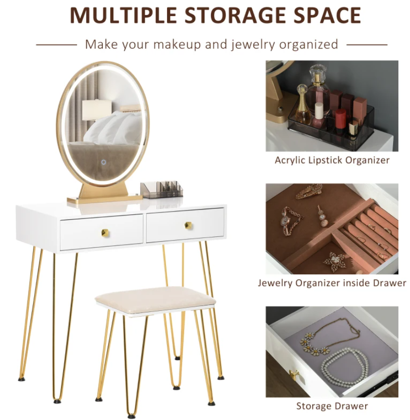 Modern-Dressing-Table-Mirror-Light-Vanity-Stool-Set-Large-Drawers-Chic-Makeup