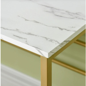 Modern Dressing Table Faux Marble Makeup Mirror Set Bedroom Vanity Shelf Unit - Image 6