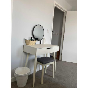 Dressing Table Stool Set Vintage Retro Makeup Mirror Vanity Storage Drawer Unit - Image 3