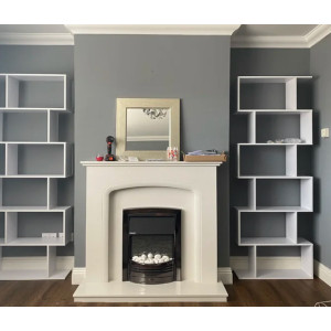 Tall Wooden Bookcase Display Storage Cabinet Modern Room Divider White Shelving Unit - Image 3