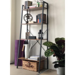 Industrial Ladder Bookcase Rustic Metal Shelf Unit Tall Vintage Display Cabinet