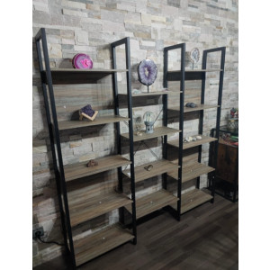 Large Storage Bookcase Modern Display Side Cabinet Tall Rustic Wooden Shelf Unit - Image 3