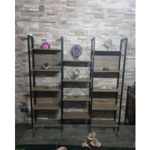Large Storage Bookcase Modern Display Side Cabinet Tall Rustic Wooden Shelf Unit - Image 4