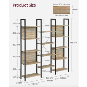 Large Storage Bookcase Modern Display Side Cabinet Tall Rustic Wooden Shelf Unit - Image 5