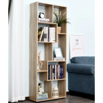 Tall Wooden Bookcase Modern Room Divider Display Storage Cabinet Shelving Unit Beige