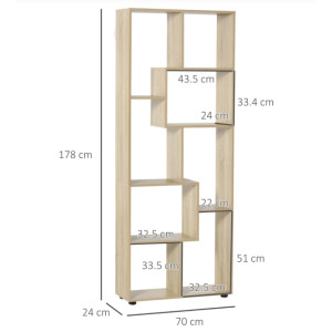 Tall Wooden Bookcase Modern Room Divider Display Storage Cabinet Shelving Unit Beige - Image 4
