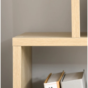 Tall Wooden Bookcase Modern Room Divider Display Storage Cabinet Shelving Unit Beige - Image 5