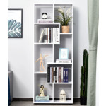 Tall Wooden Bookcase Modern Room Divider Display Storage Cabinet Shelving Unit White