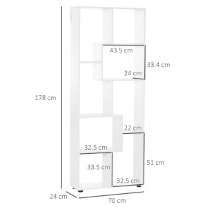 Tall Wooden Bookcase Modern Room Divider Display Storage Cabinet Shelving Unit White - Image 4
