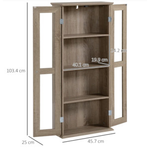 Media Storage Cabinet DVD CD Tall Display Cupboard Small Modern Shelf Room Unit Brown - Image 4