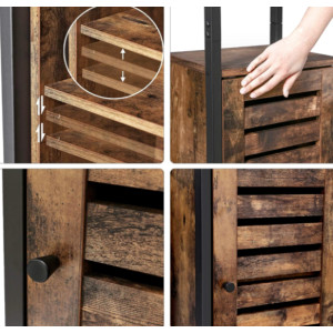 Tall Rustic Cabinet Vintage Industrial Bookcase Slim Display Bathroom Shelf Unit - Image 3