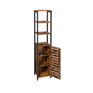 Tall Rustic Cabinet Vintage Industrial Bookcase Slim Display Bathroom Shelf Unit - Image 4