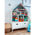 Kids Wooden Bookcase White Storage Shelf Unit Retro Display Cabinet Chest Drawer