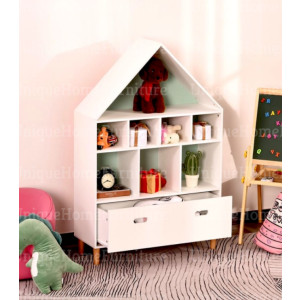 Kids Wooden Bookcase White Storage Shelf Unit Retro Display Cabinet Chest Drawer - Image 3
