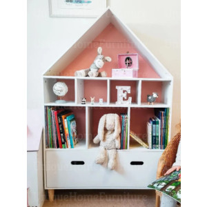 Kids Wooden Bookcase White Storage Shelf Unit Retro Display Cabinet Chest Drawer - Image 4