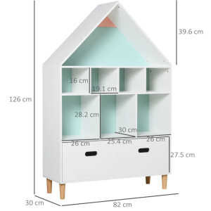 Kids Wooden Bookcase White Storage Shelf Unit Retro Display Cabinet Chest Drawer - Image 5