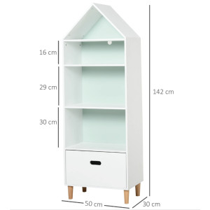 Retro Kids Bookcase Tall Storage Unit Children White Drawer Shelf Cabinet Rack - Image 3