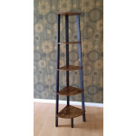 Corner Ladder Bookcase Vintage Industrial Shelving Unit Rustic Metal Plant Stand