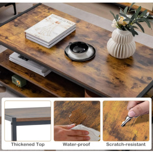 Large Coffee Table Vintage Industrial Storage Drawer Rustic Metal Shelf - Image 5