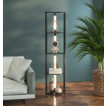 Tall Floor Lamp Large Corner Display Cabinet Chic Shelf Unit Storage Room Light