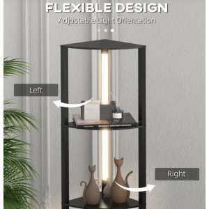 Tall Floor Lamp Large Corner Display Cabinet Chic Shelf Unit Storage Room Light - Image 5