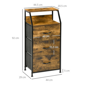 Industrial Chest Drawers Tall Rustic Side Cabinet Slim Console Telephone Table - Image 4