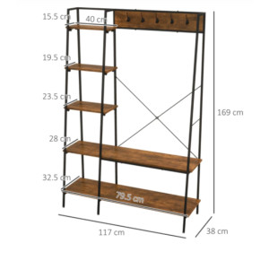 Industrial Coat Rack Large Vintage Hallway Tree Rustic Metal Shoe Hook Shelves - Image 5