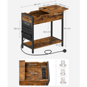 Industrial Side Table Slim Socket Bedside Table Rustic Metal Cabinet Console - Image 8