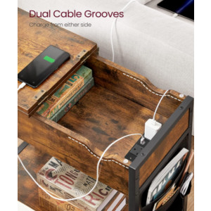 Industrial Side Table Slim Socket Bedside Table Rustic Metal Cabinet Console - Image 7