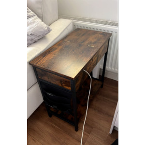 Industrial Side Table Slim Socket Bedside Table Rustic Metal Cabinet Console - Image 5