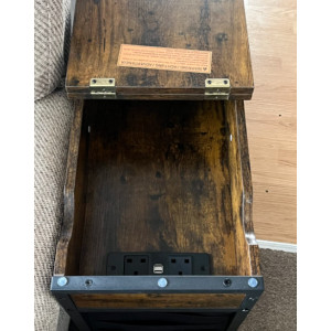 Industrial Side Table Slim Socket Bedside Table Rustic Metal Cabinet Console - Image 4