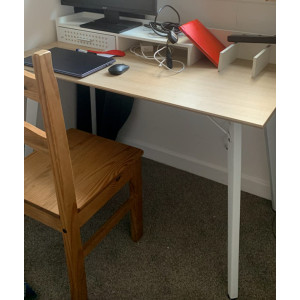Modern Computer Desk White/Oak Office Workstation Large Storage Writing PC Table - Image 2
