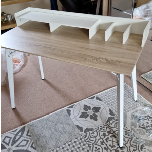 Modern Computer Desk White/Oak Office Workstation Large Storage Writing PC Table - Image 4