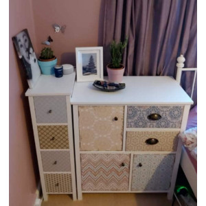 White Chest Drawers Shabby Chic Wooden Side Cabinet Vintage Retro Wood Sideboard - Image 3