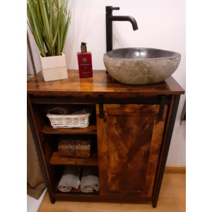 Rustic Metal Cupboard Vintage Industrial Storage Side Cabinet Sliding Door - Image 3