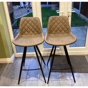Vintage Bar Stools Industrial Chairs Set 2 Rustic Metal Breakfast Padded Seat - Image 6