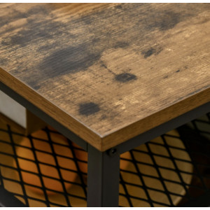 Square Coffee Table Vintage Industrial Storage Shelf Unit Rustic Metal Furniture - Image 3