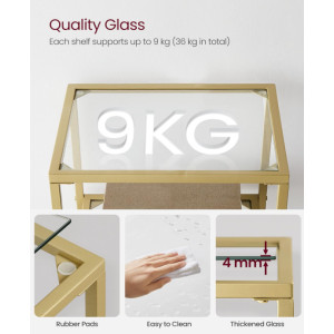 Glass Display Cabinet Modern Gold Side Shelf Industrial Metal Tall Storage Unit - Image 5