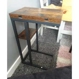 Sofa Side Table Rustic Metal End Folding Unit Vintage Industrial Plant Lamp Stand - Image 3