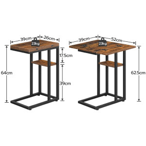 Sofa Side Table Rustic Metal End Folding Unit Vintage Industrial Plant Lamp Stand - Image 5