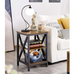 Industrial Side Table Vintage Storage Shelf Rustic Metal Sofa End Plant Lamp Stand