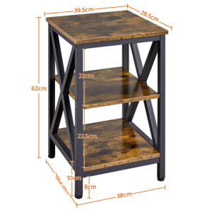 Industrial Side Table Vintage Storage Shelf Rustic Metal Sofa End Plant Lamp Stand - Image 3