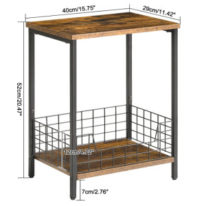 Rustic Side Table Vintage Industrial Style Storage Shelf Sofa Coffee End Plant Stand - Image 5